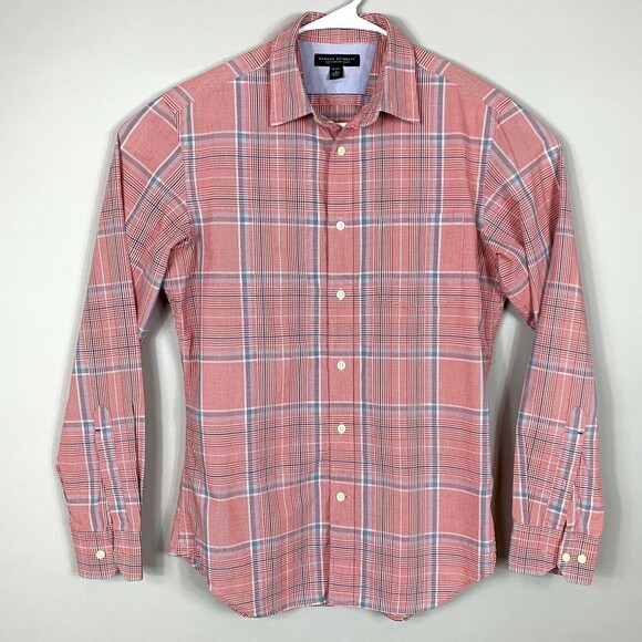 Banana Republic Soft Wash Shirt Men Small Button Up Red Window Pane - Picture 8 of 8
